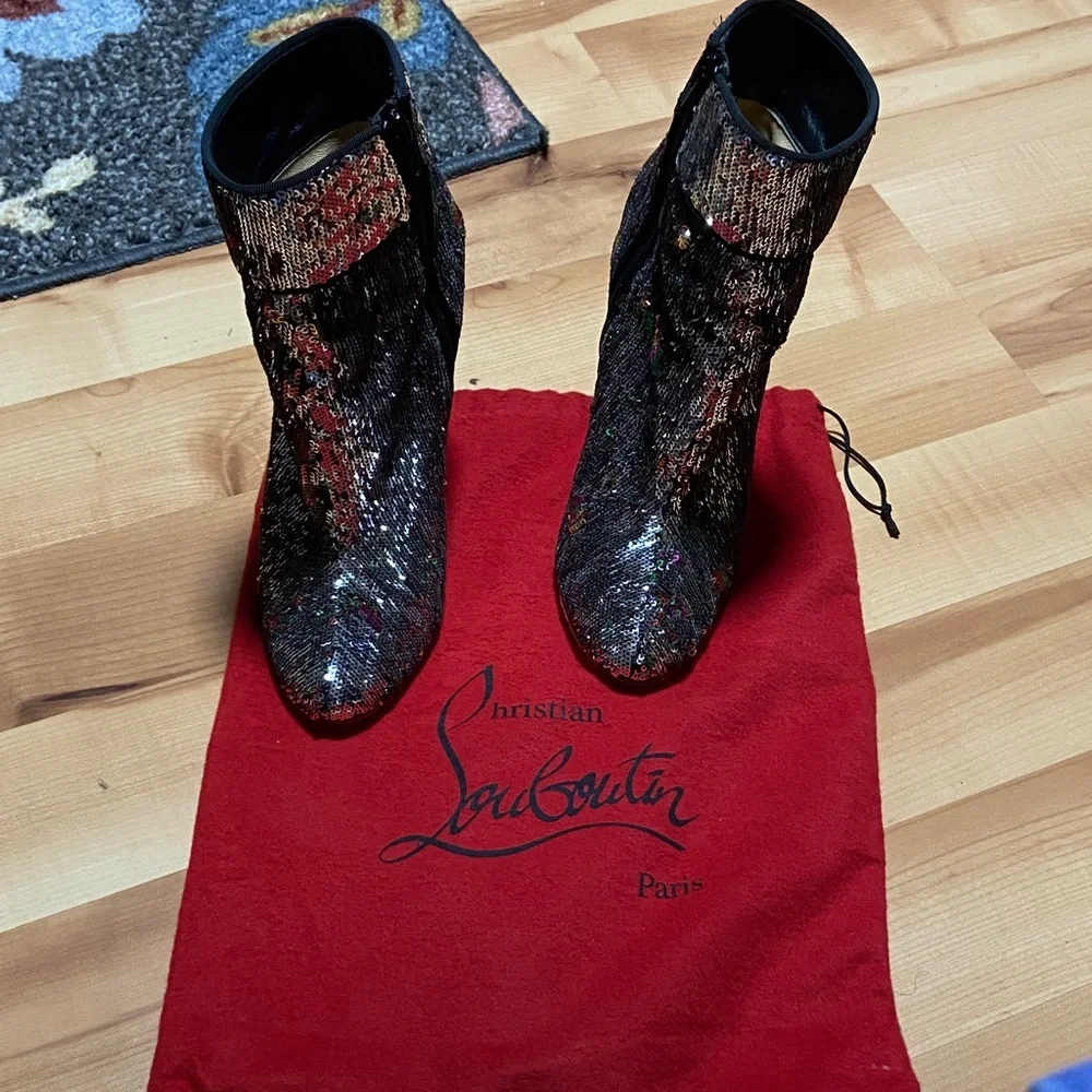 Christian Louboutin Multicolor Sequin Heeled Boots - Picture 7 of 7